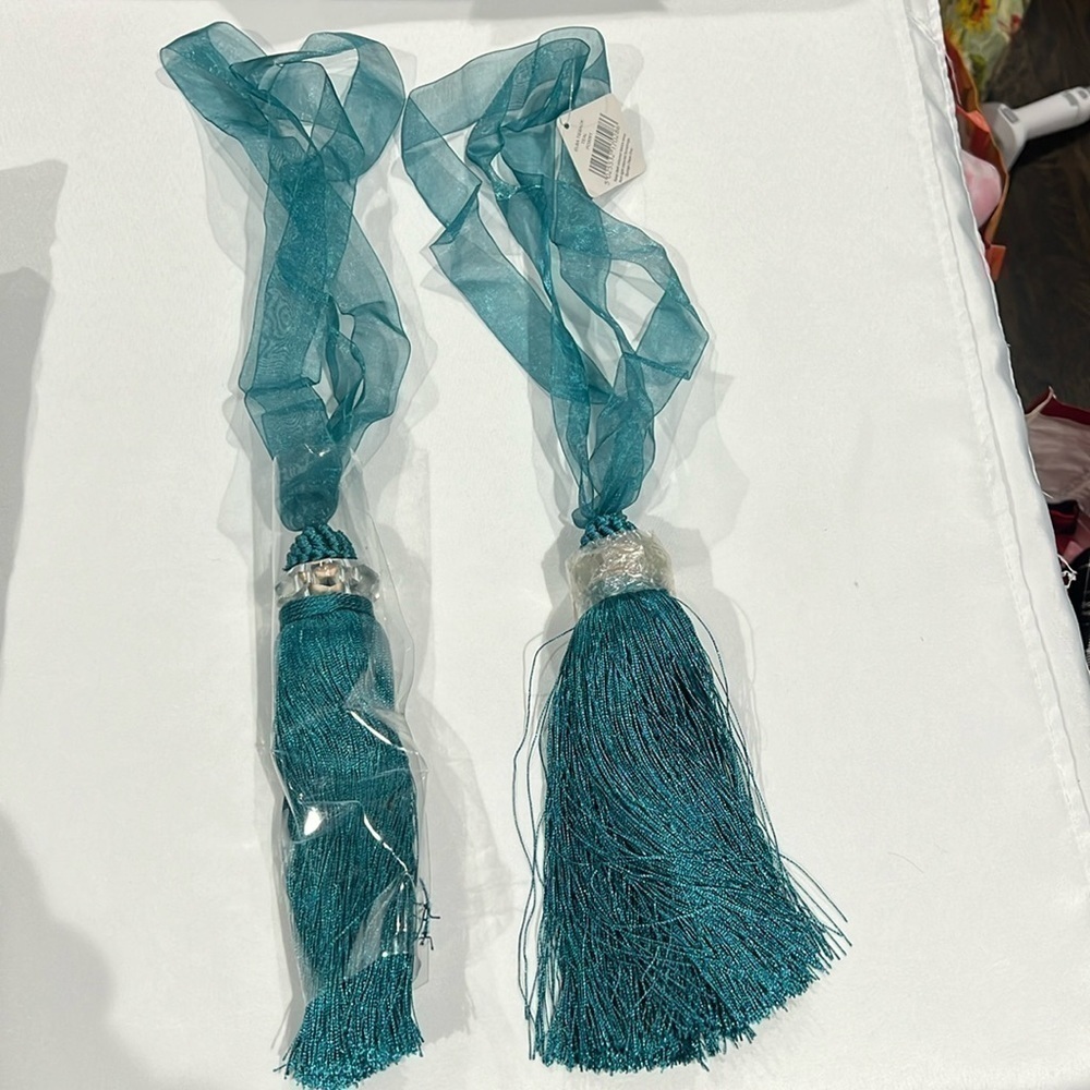 TWO Paoletti Elba tiebacks. Teal. NWT.